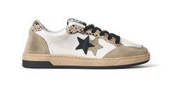 SNEAKER WEEK STAR IN PELLE BIANCA CON DETTAGLI IN CROSTA BEIGE E PITONATI ED EFFETTO USED